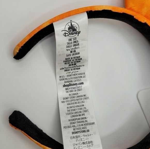 Disney Tie Dye Minnie Mouse Orange and Black Ears Headband - Picture 4 of 5